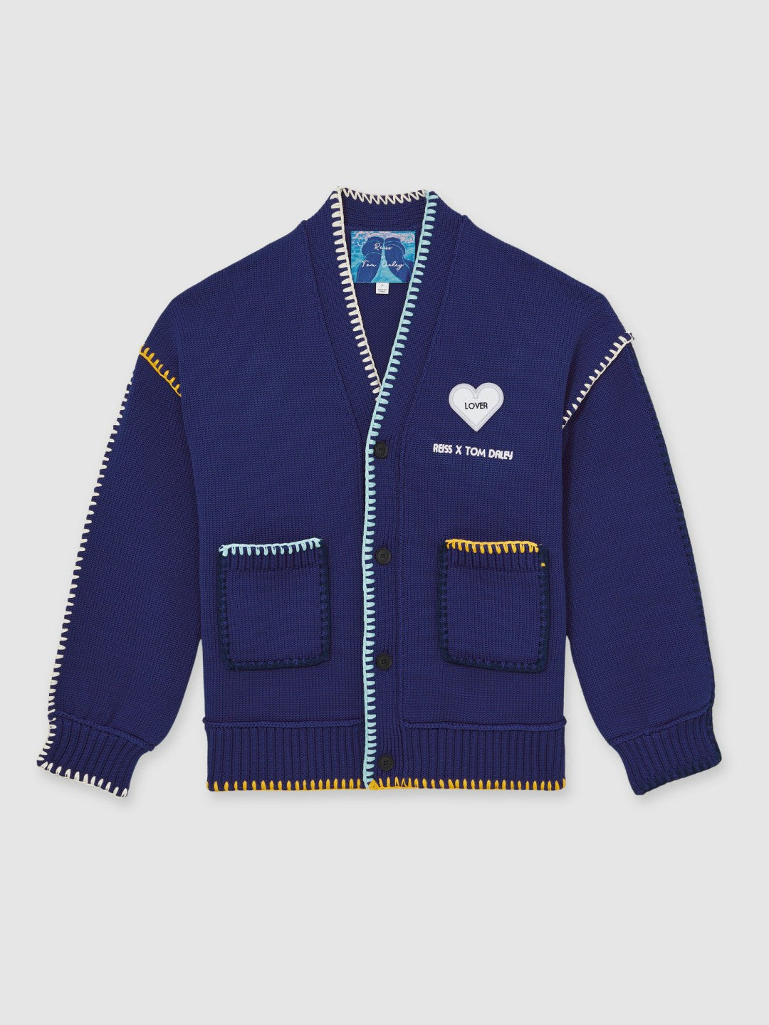 | Tom Daley Lover Knit Cardigan in Navy Blue