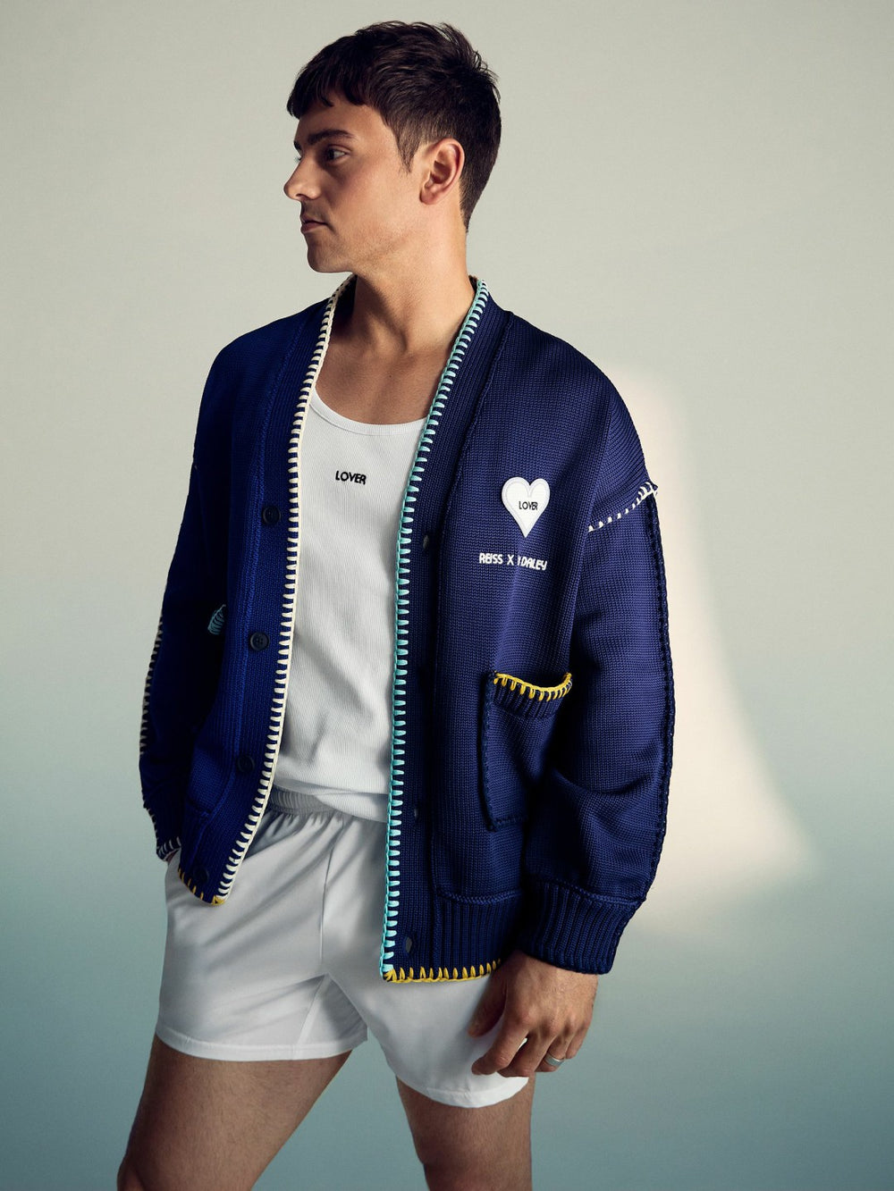 | Tom Daley Lover Knit Cardigan in Navy Blue