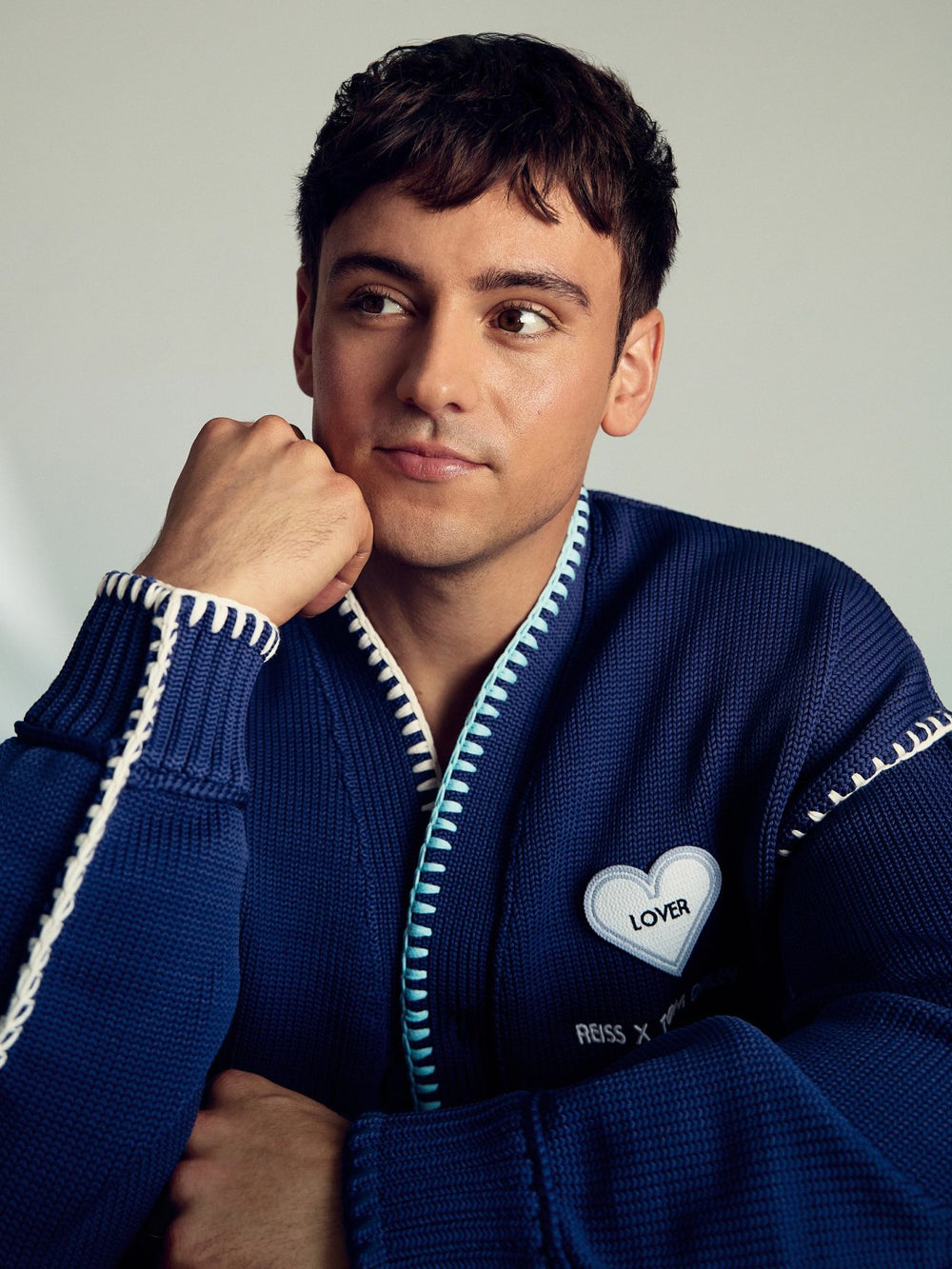 | Tom Daley Lover Knit Cardigan in Navy Blue