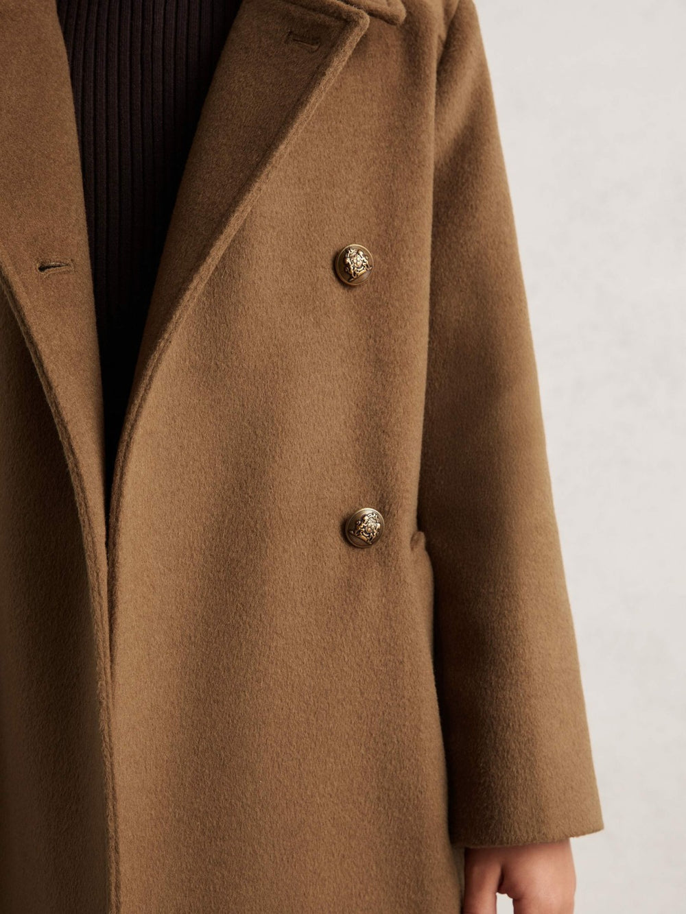9-13 yrs Wool-Blend Double-Breasted Coat in Camel