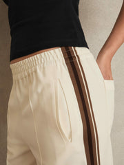 Petite Side-Stripe Wide-Leg Trousers in Cream