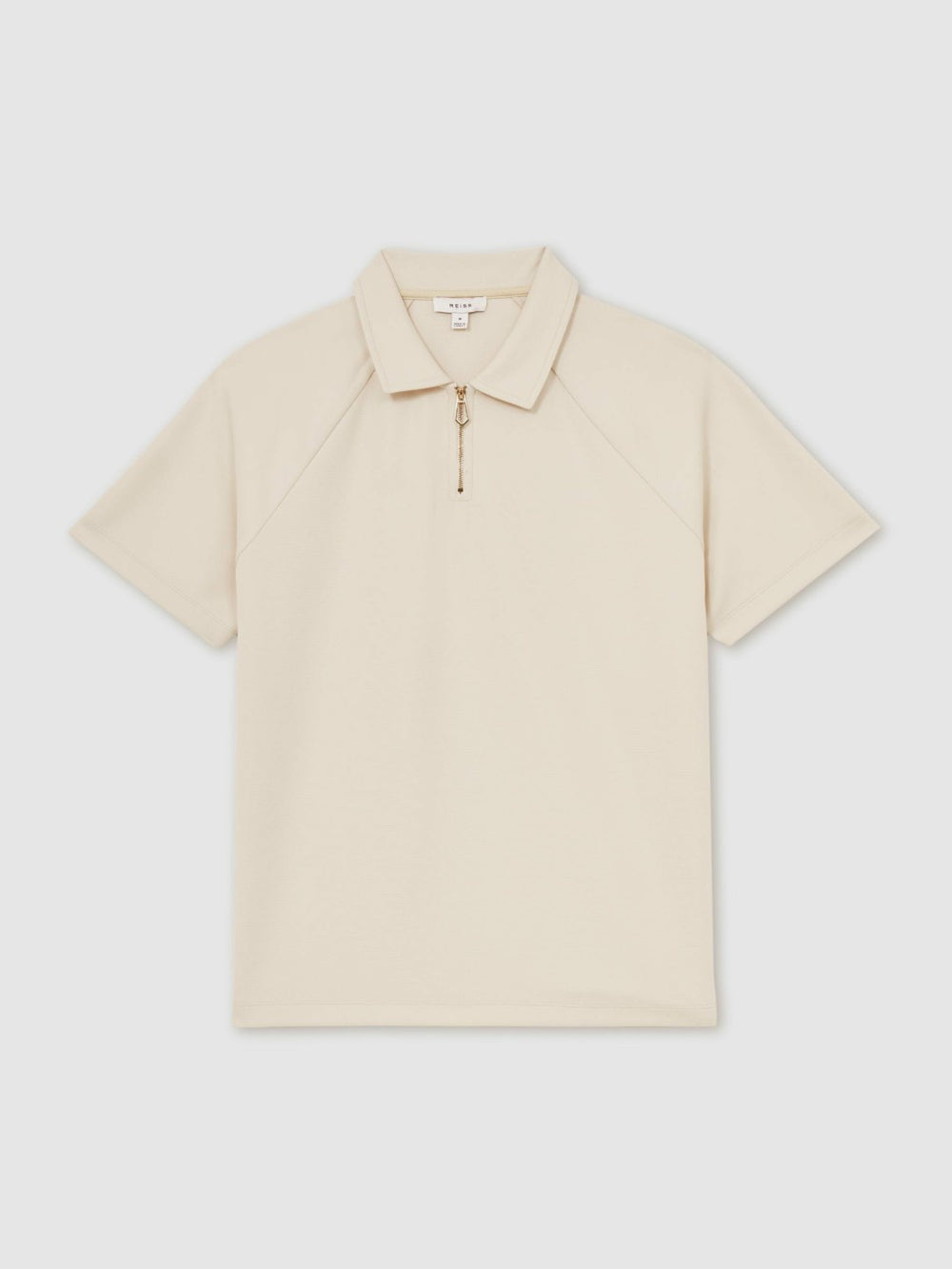 Textured Raglan Half-Zip Polo Shirt in Stone