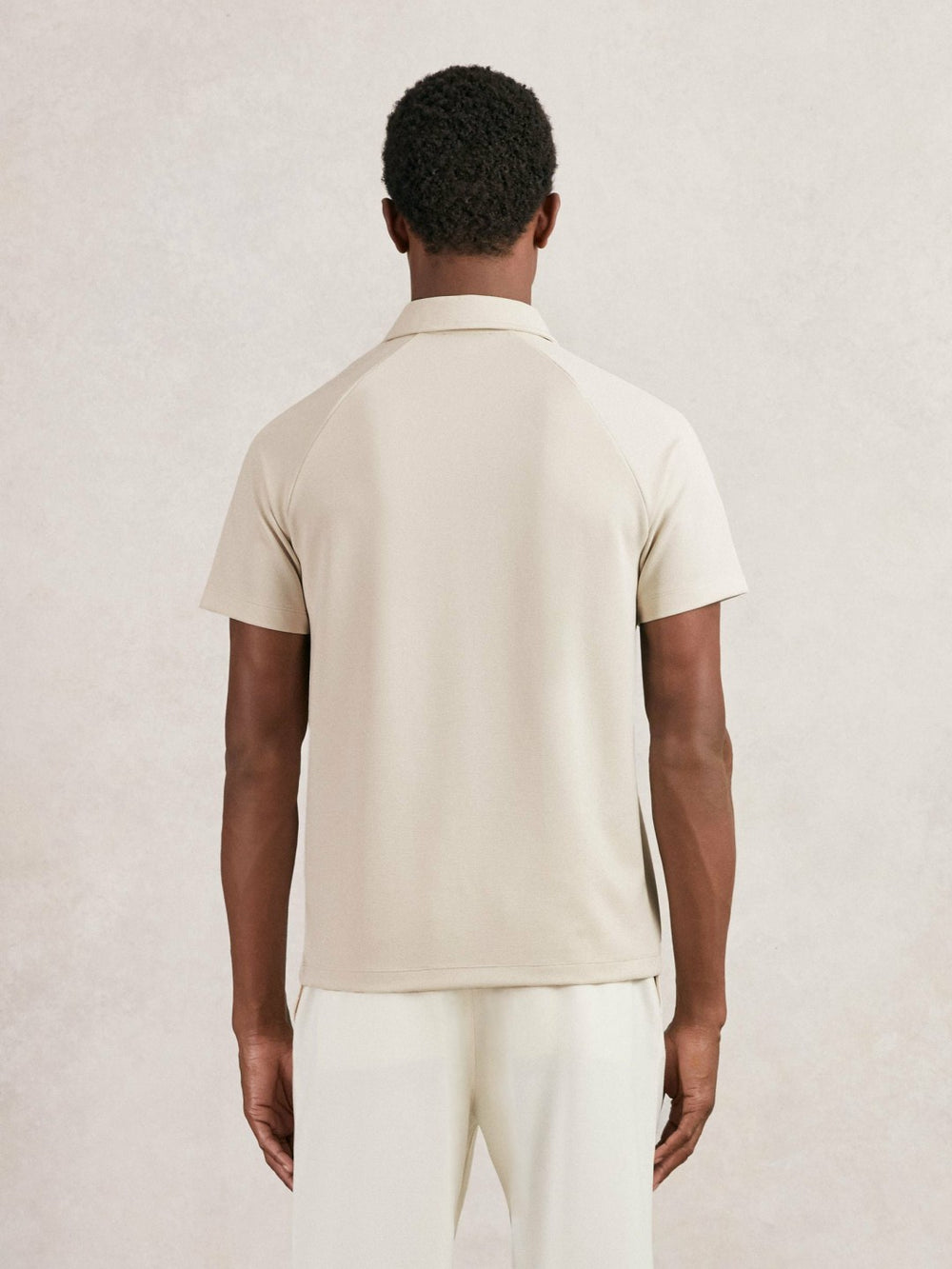 Textured Raglan Half-Zip Polo Shirt in Stone