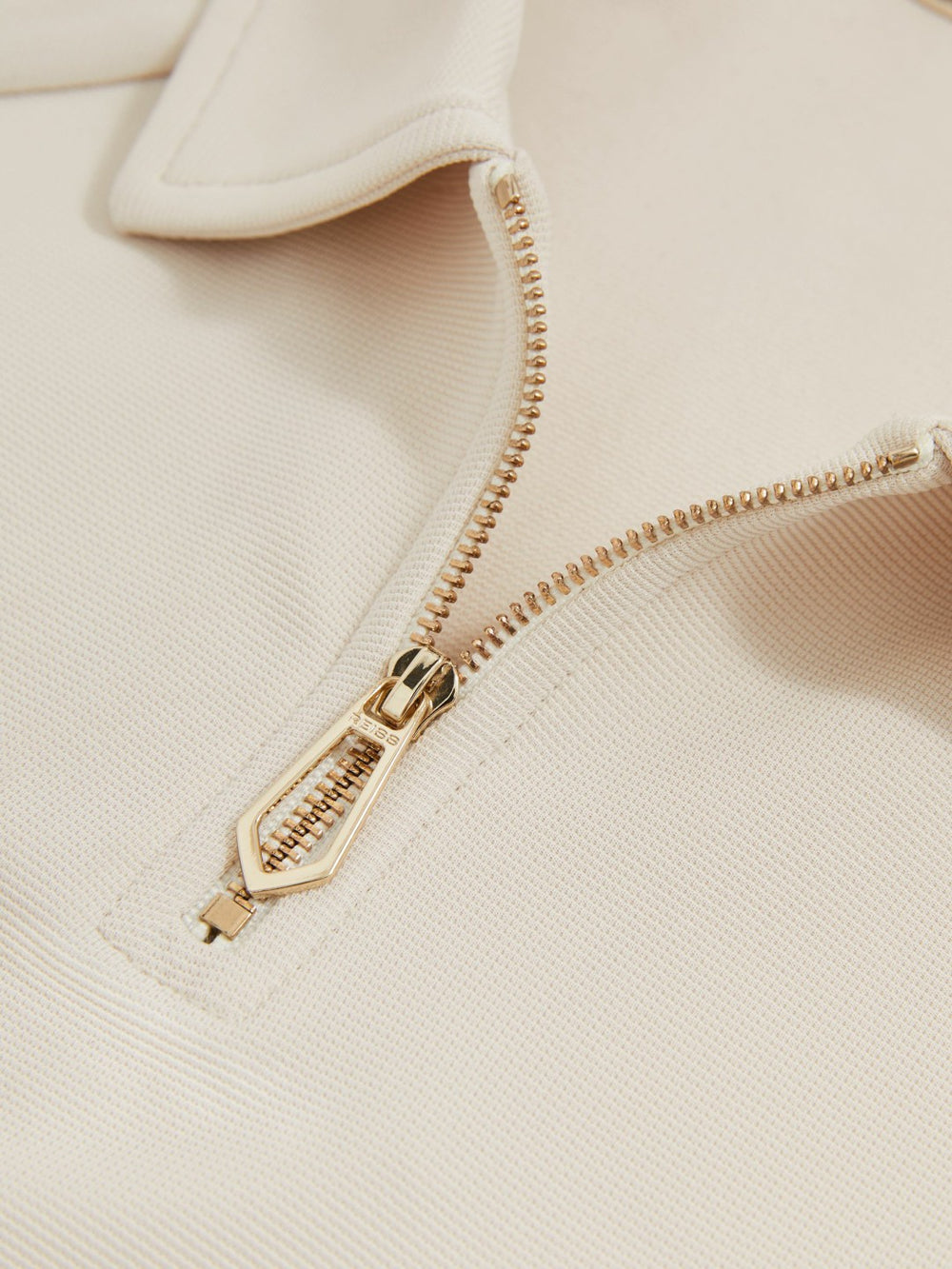 Textured Raglan Half-Zip Polo Shirt in Stone