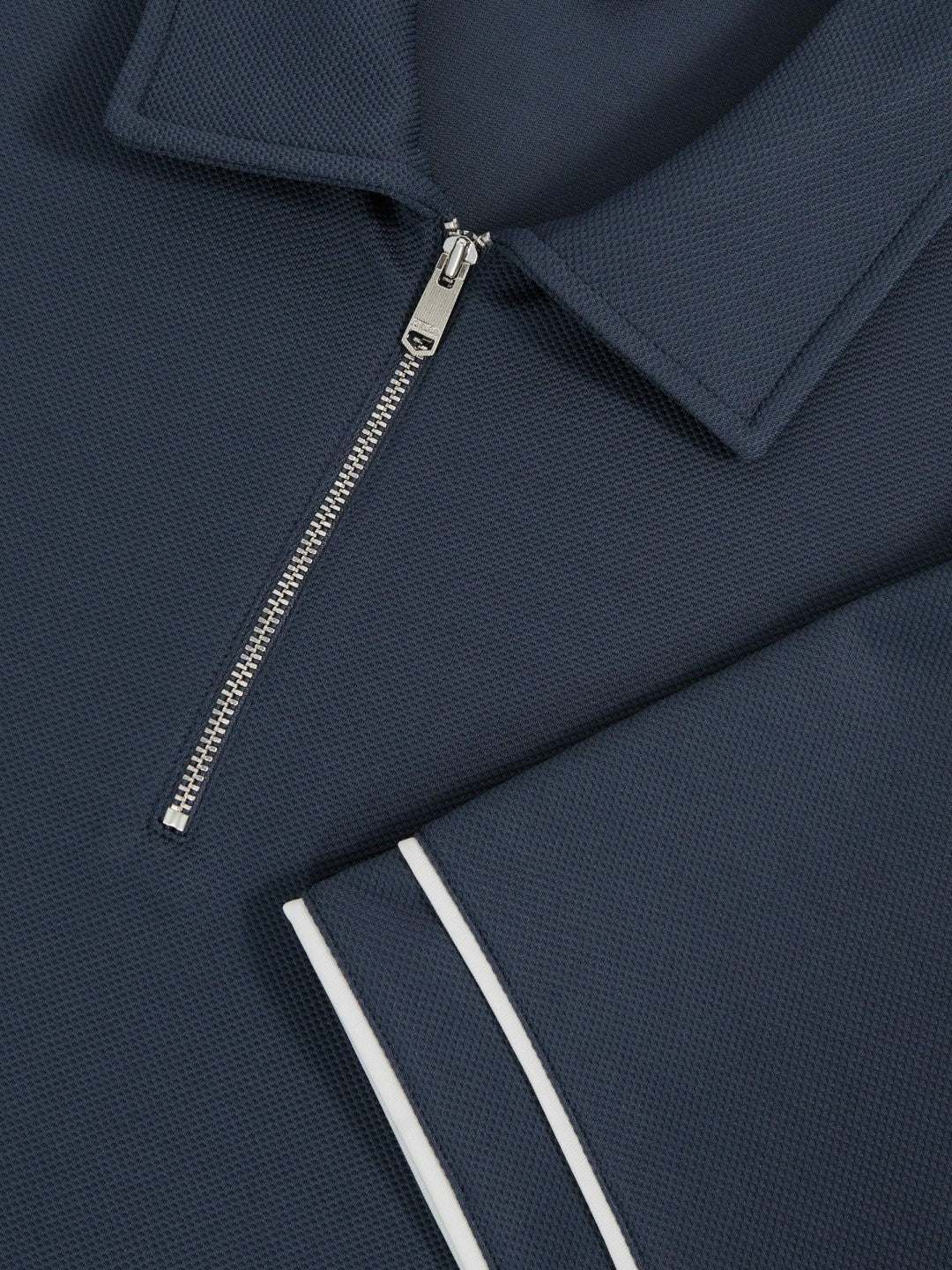 Textured Half-Zip Tipped Polo Shirt in Airforce Blue