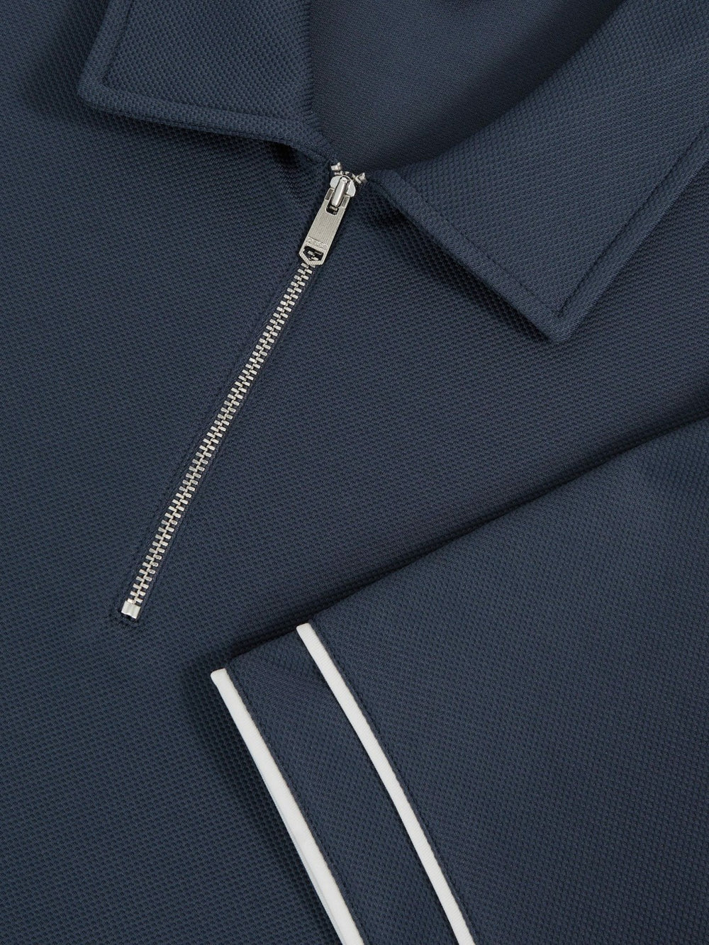 Textured Half-Zip Tipped Polo Shirt in Airforce Blue