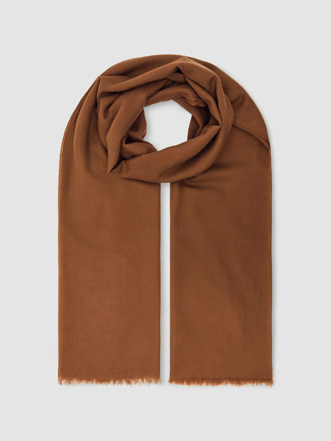 Wool-Cashmere Lightweight Scarf in Camel