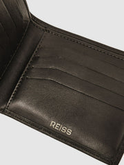 Leather Large Lattice-Effect Wallet in Dark Brown