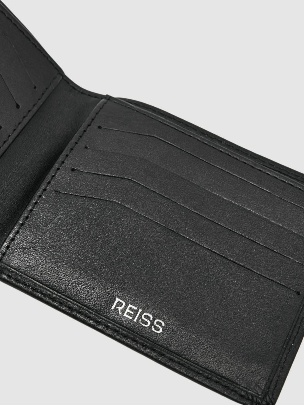 Leather Large Lattice-Effect Wallet in Black