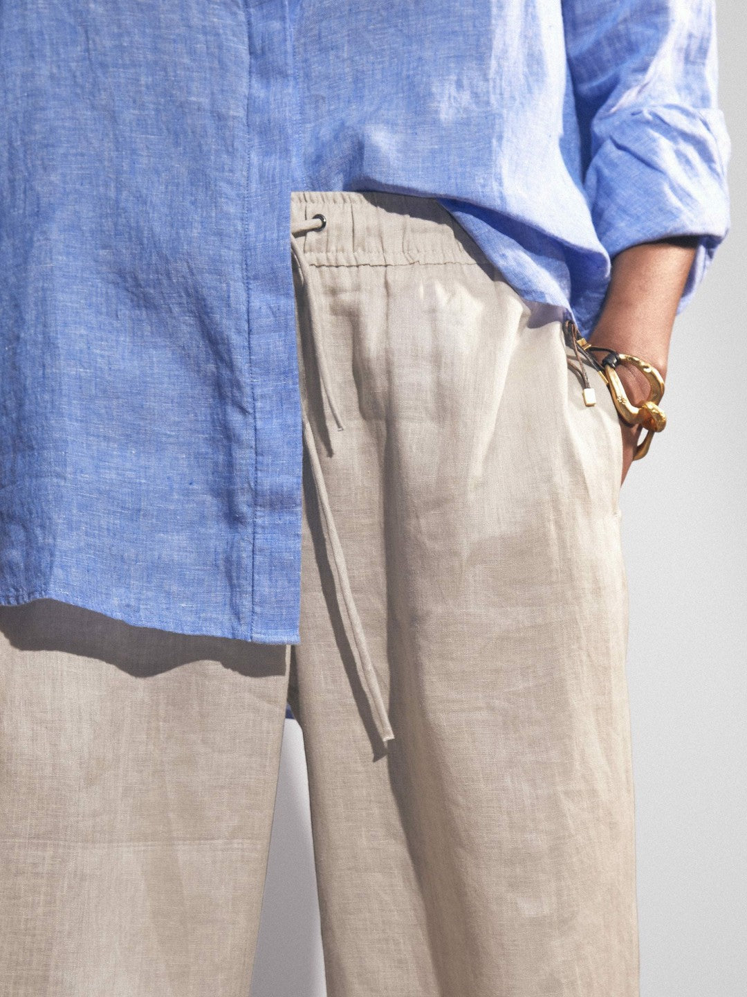 Petite Linen-Blend Wide-Leg Trousers in Neutral