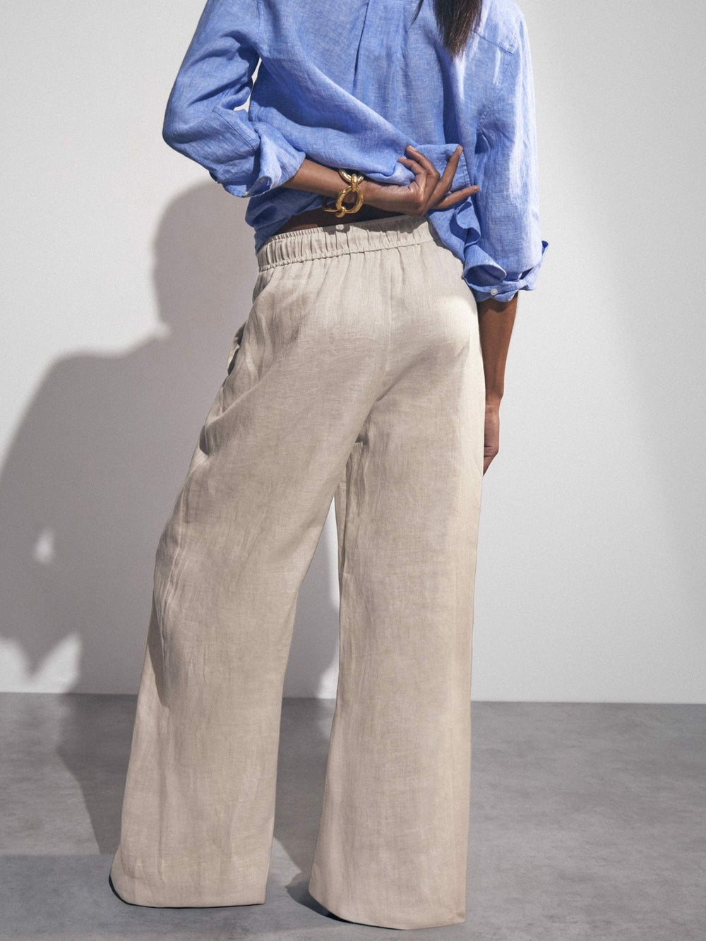 Petite Linen-Blend Wide-Leg Trousers in Neutral