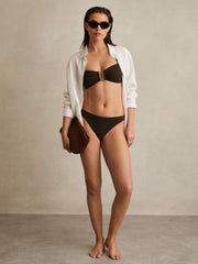 Removable Strap Bandeau Bikini Top in Chocolate