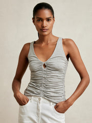 Stretch Lyocell Jersey Ruched Vest in Silver Grey