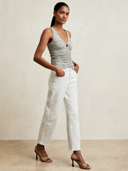 Stretch Lyocell Jersey Ruched Vest in Silver Grey