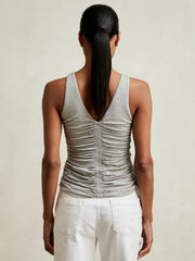 Stretch Lyocell Jersey Ruched Vest in Silver Grey
