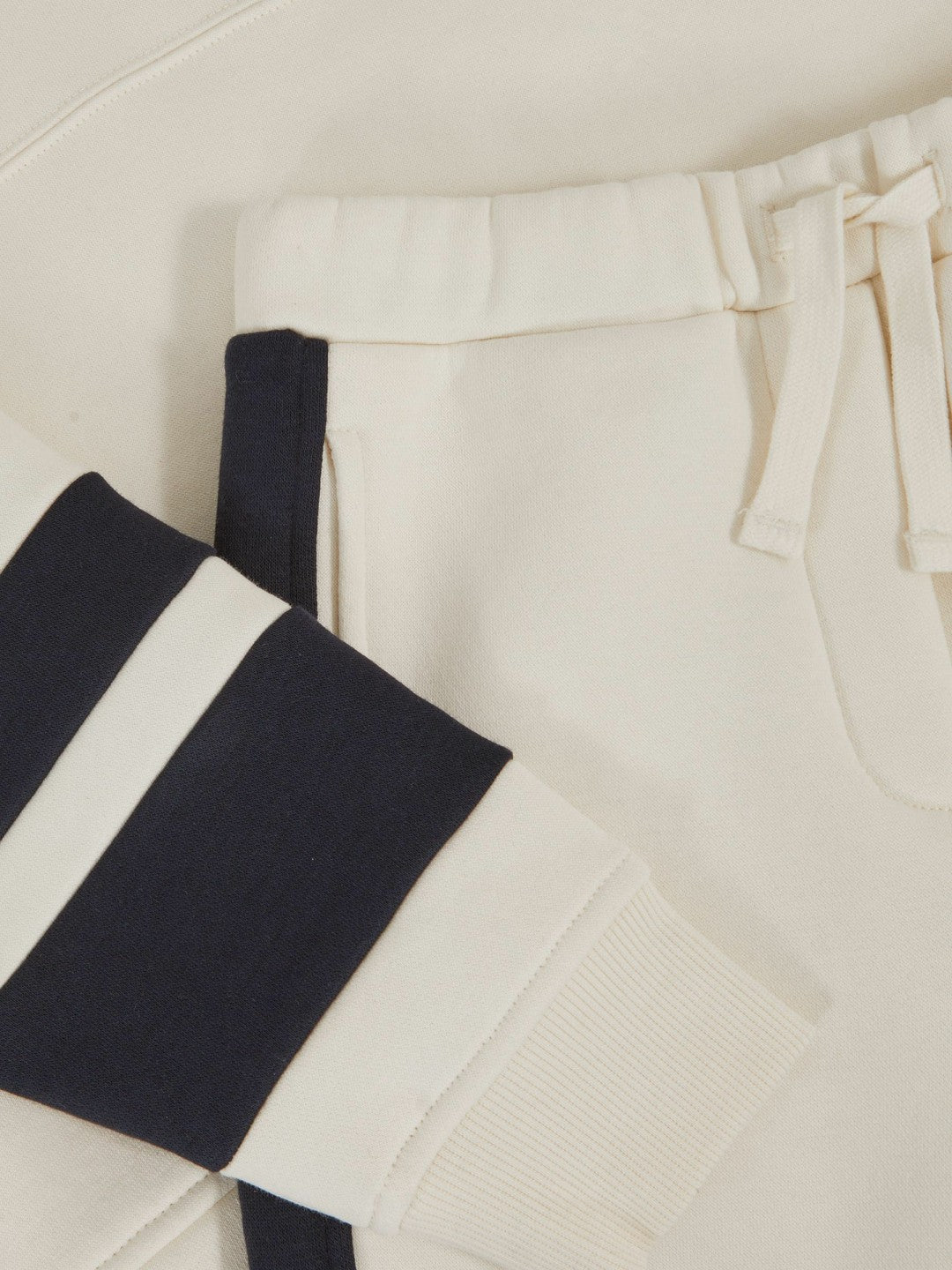 Cotton-Blend Joggers and Hoodie Set in Ecru