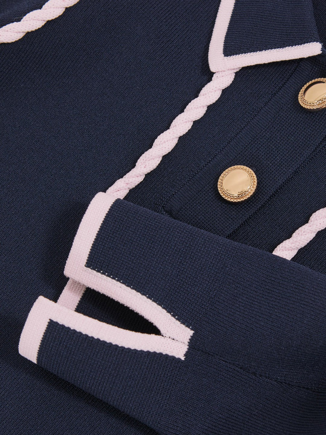 13-14 yrs Piped Knitted Collar Top in Navy