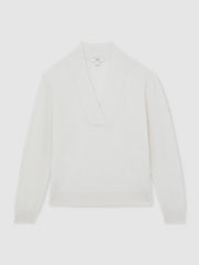 Cashmere V-Neck Jumper in Cream