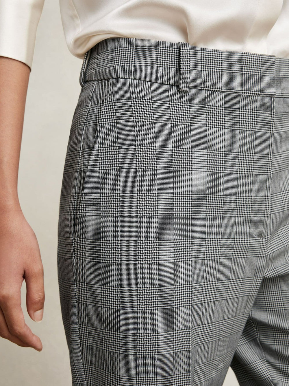 Check Slim-Fit Suit Trousers in Grey