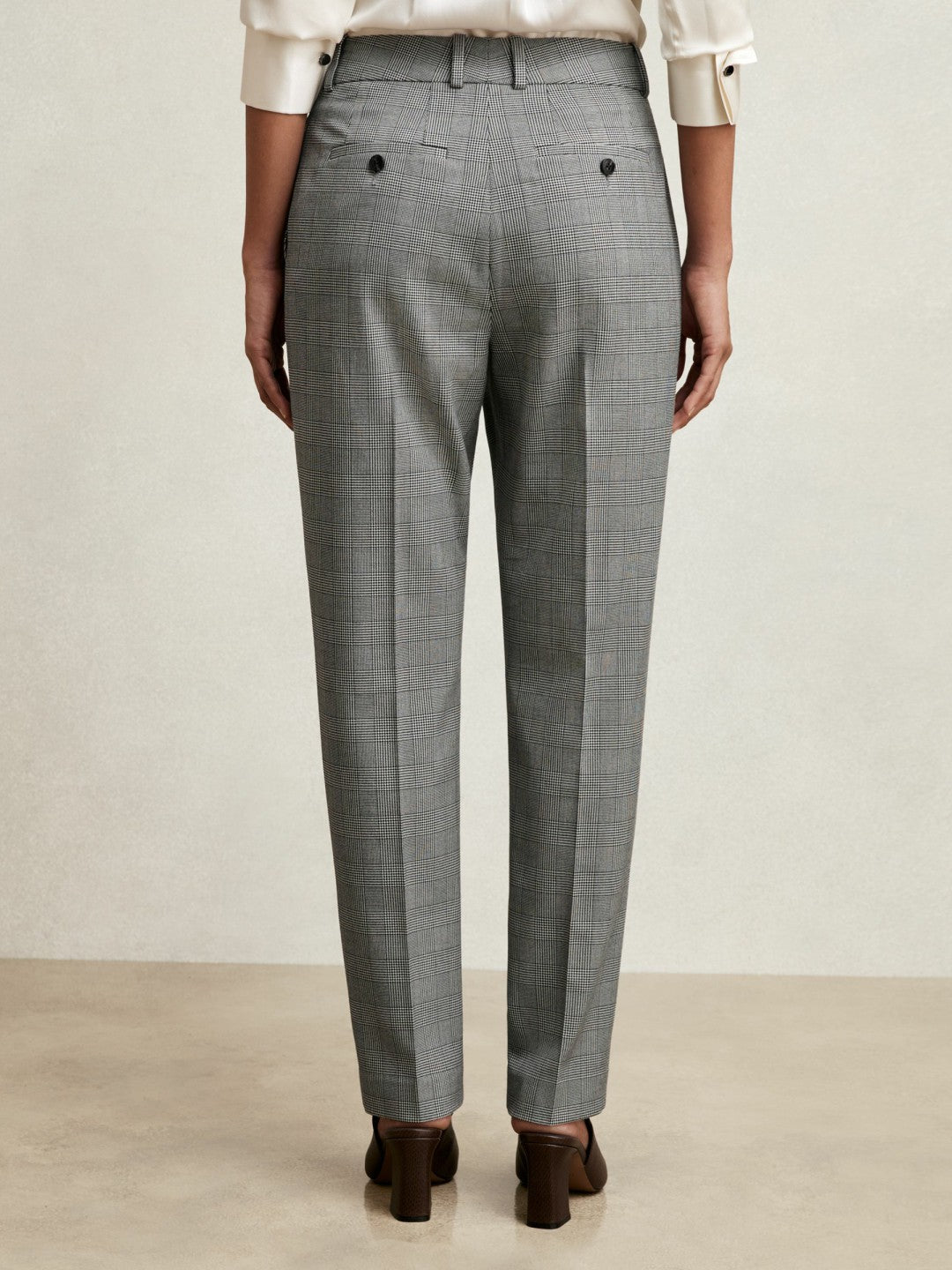 Check Slim-Fit Suit Trousers in Grey