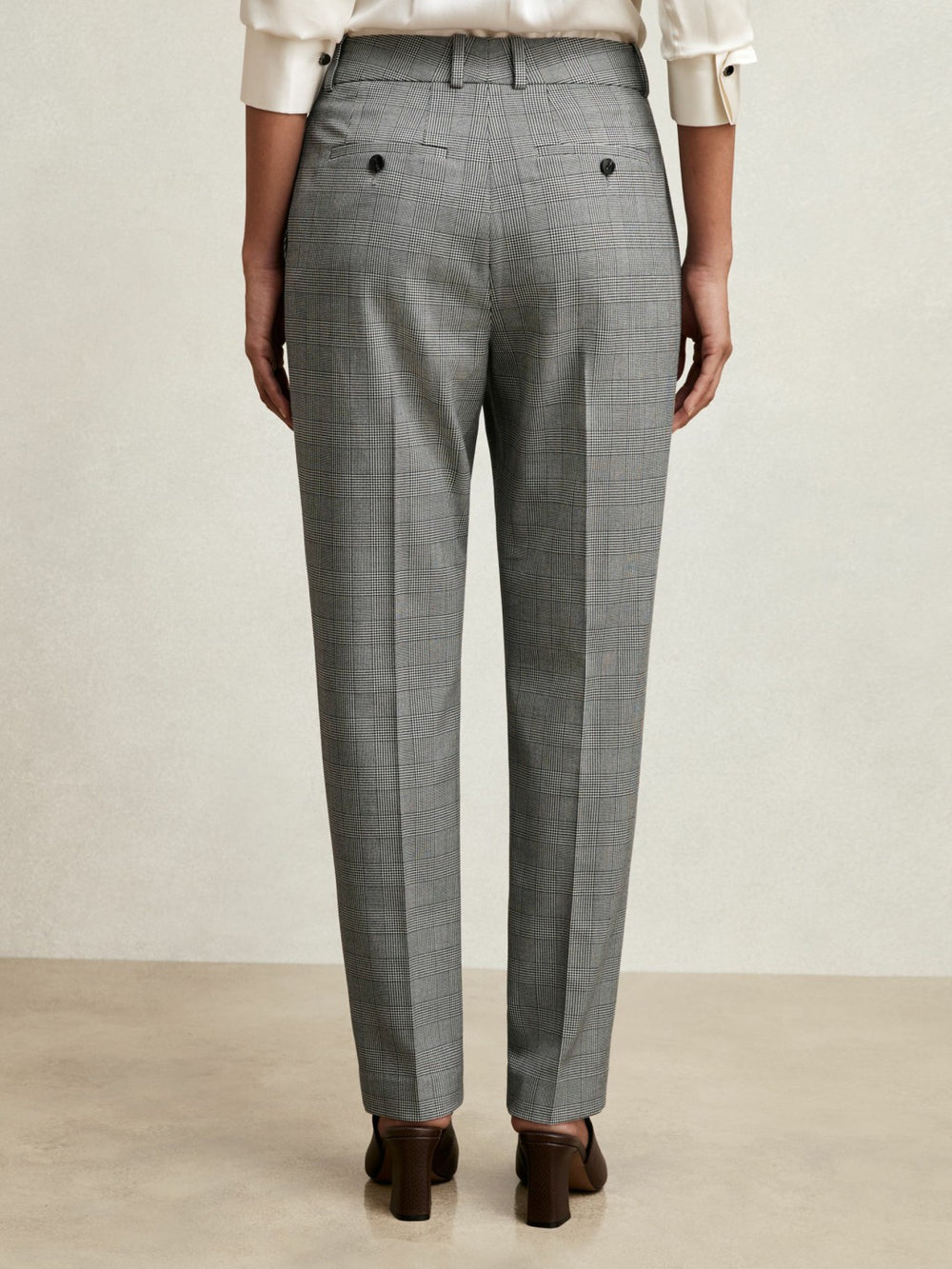 Check Slim-Fit Suit Trousers in Grey