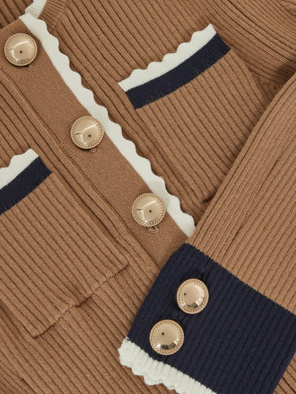 13-14 yrs Scallop-Trim Rib-Knit Dress in Camel