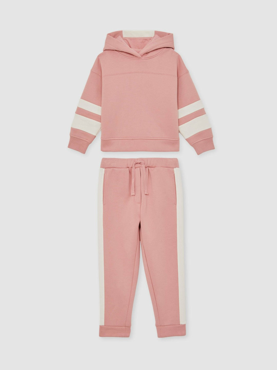 Cotton-Blend Joggers and Hoodie Set in Rose