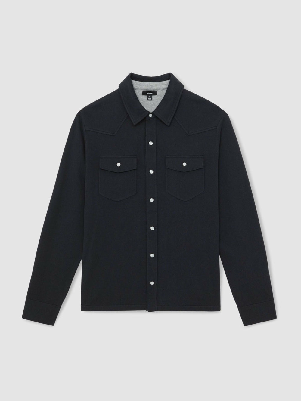 Cotton-Cashmere Western Knitted Shirt in Navy
