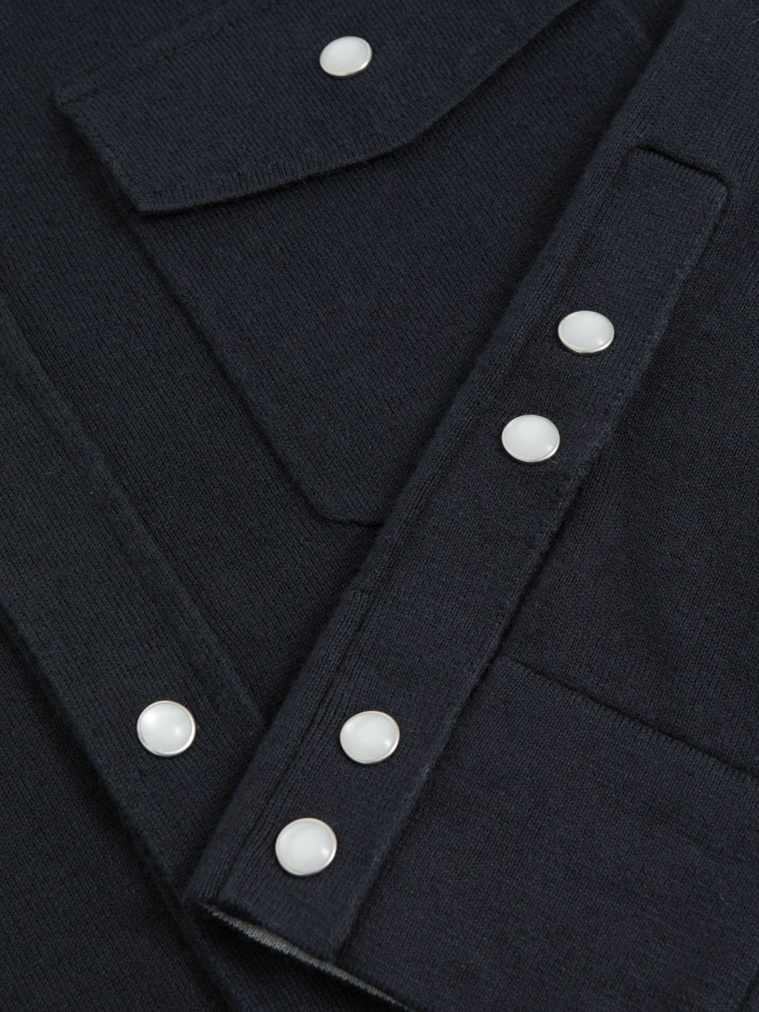 Cotton-Cashmere Western Knitted Shirt in Navy