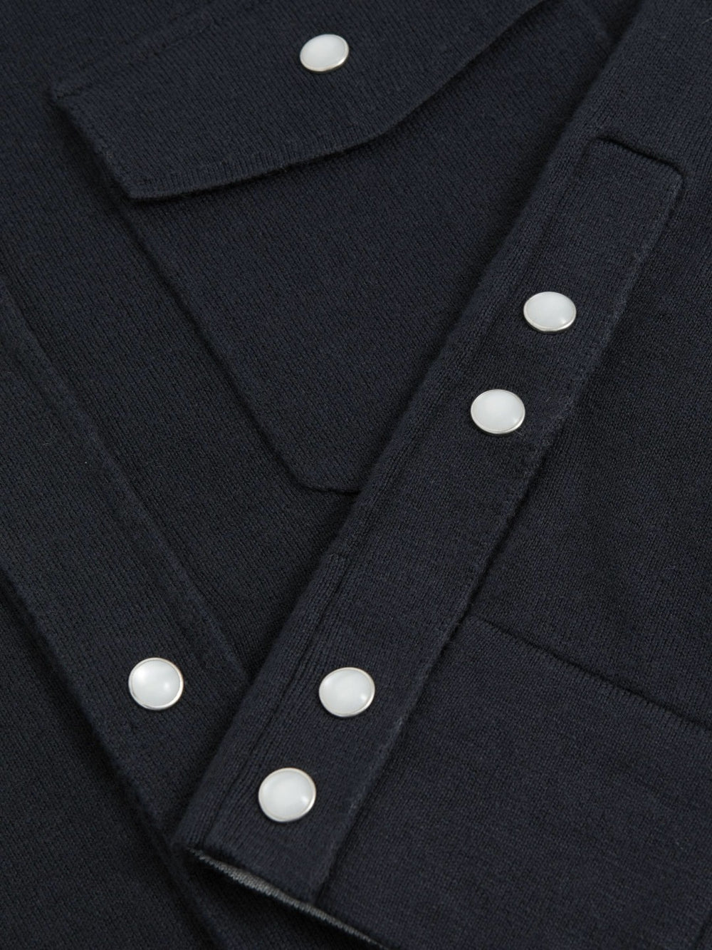 Cotton-Cashmere Western Knitted Shirt in Navy