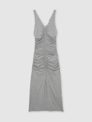 Stretch-Modal Ruched Jersey Dress in Grey