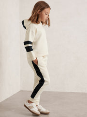Cotton-Blend Joggers and Hoodie Set in Ecru