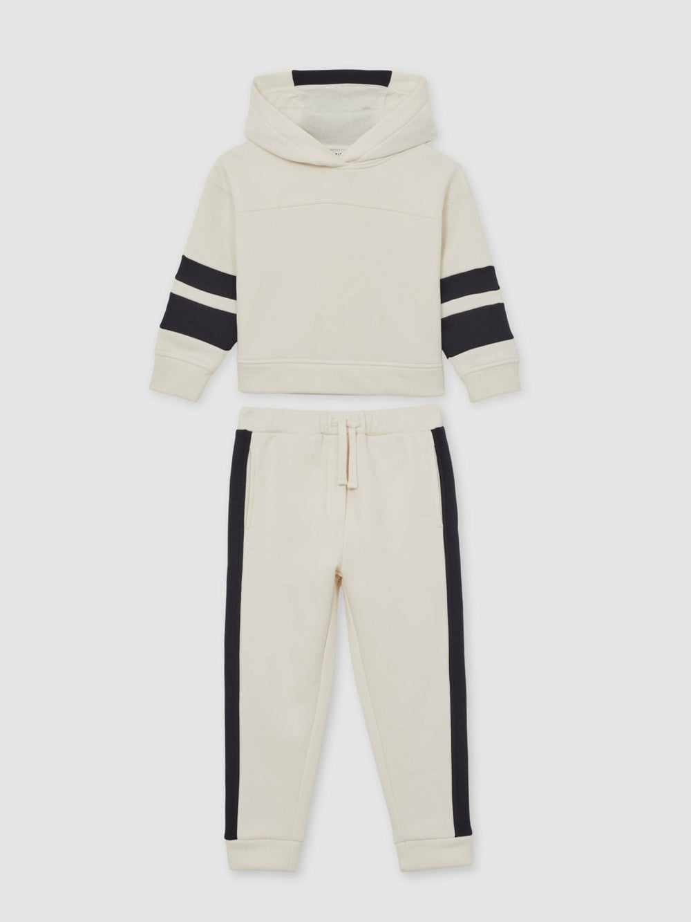 Cotton-Blend Joggers and Hoodie Set in Ecru