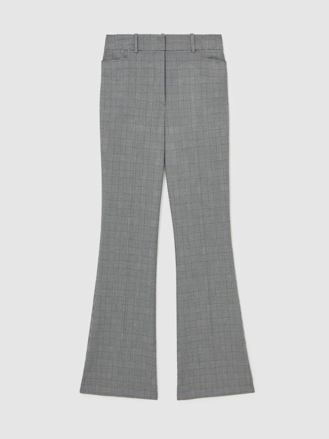 Petite Check Flared Suit Trousers in Grey