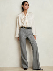 Petite Check Flared Suit Trousers in Grey
