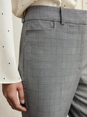 Petite Check Flared Suit Trousers in Grey