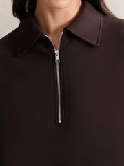 Short-Sleeve Half-Zip Sweatshirt in Plum Purple