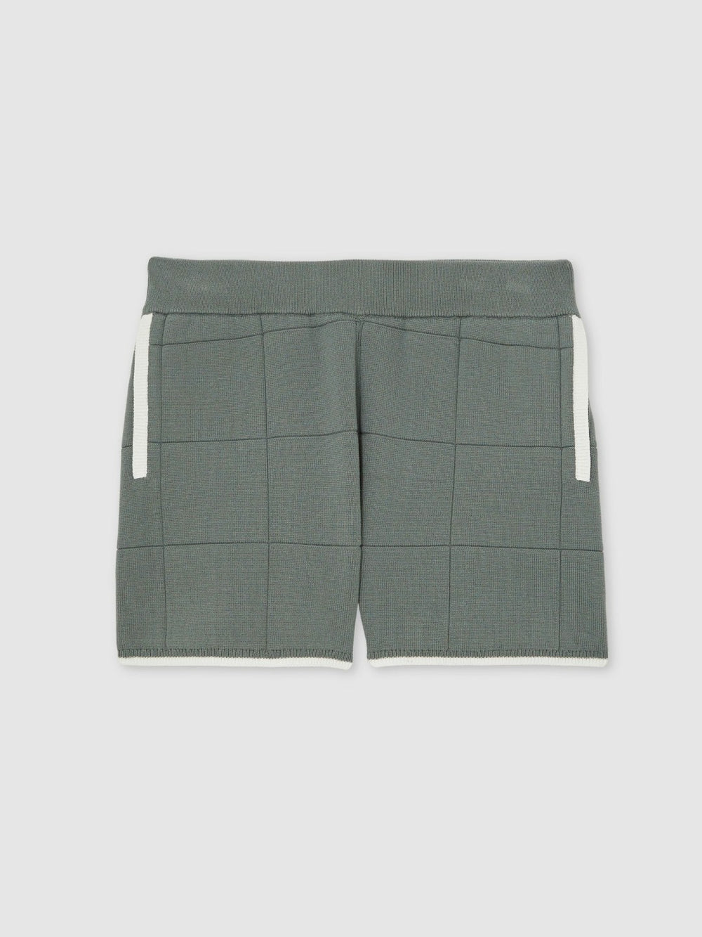 9-12 yrs Tipped Knit Stitch-Detail Shorts in Dark Sage Green