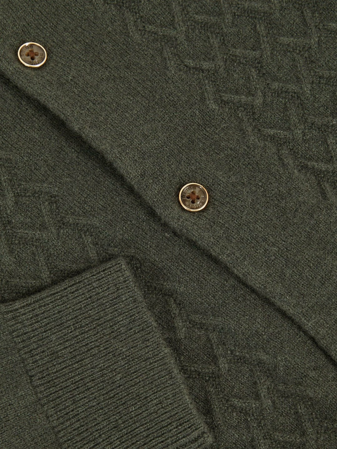 3-9 yrs Wool V-Stitch Button-Through Cardigan in Forest Green