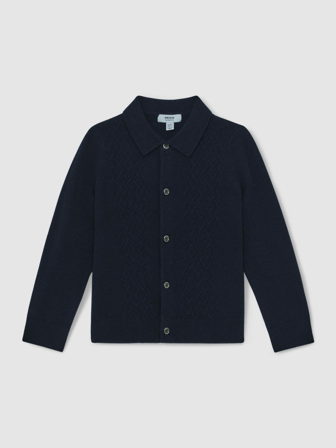 3-9 yrs Wool V-Stitch Button-Through Cardigan in Navy Blue