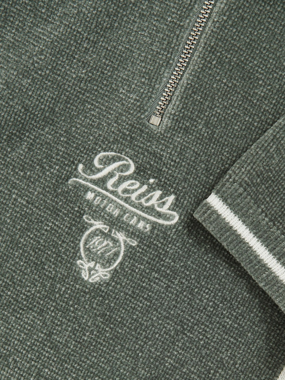 9-13 yrs Chenille Tipped Motor Cars Polo Shirt in Dark Sage Green/White