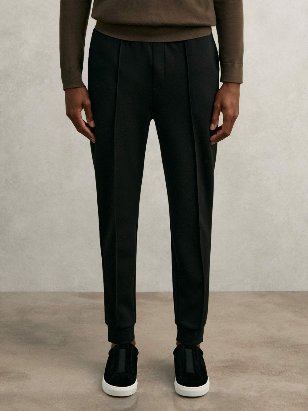 Interlock Drawstring Joggers in Black