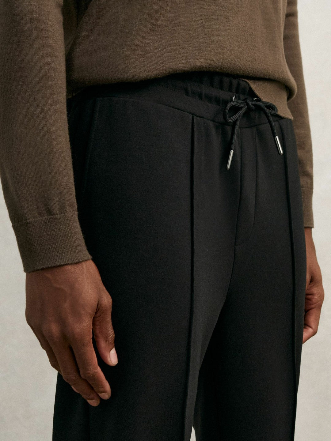 Interlock Drawstring Joggers in Black