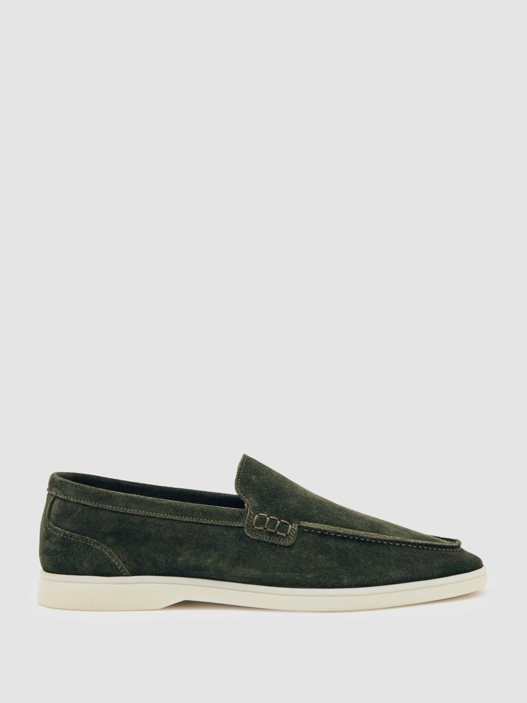 Suede Slip-On Loafers in Forest Green