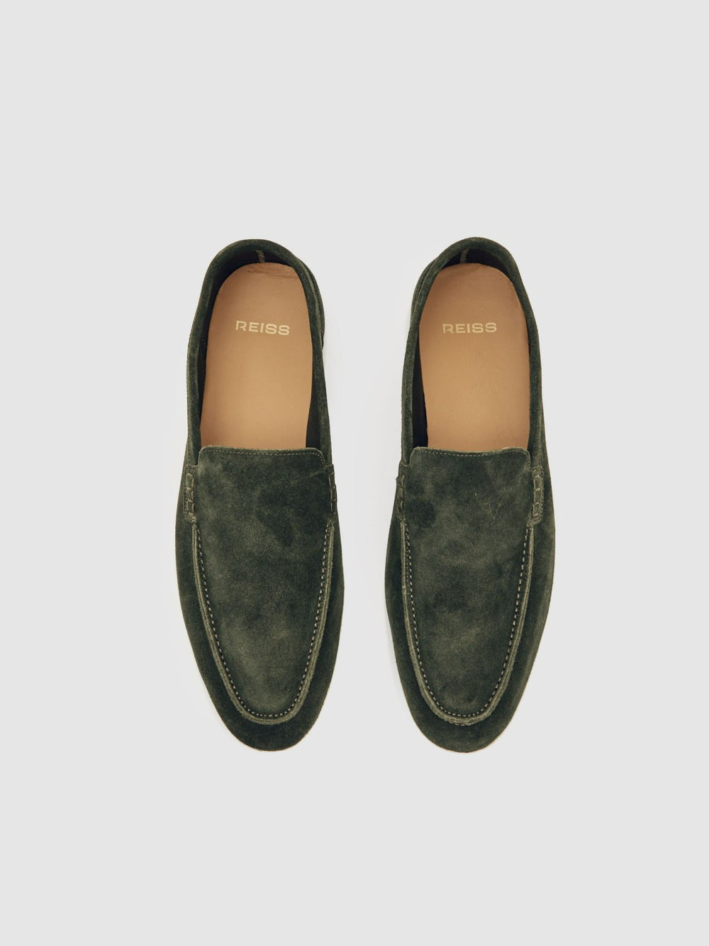 Suede Slip-On Loafers in Forest Green