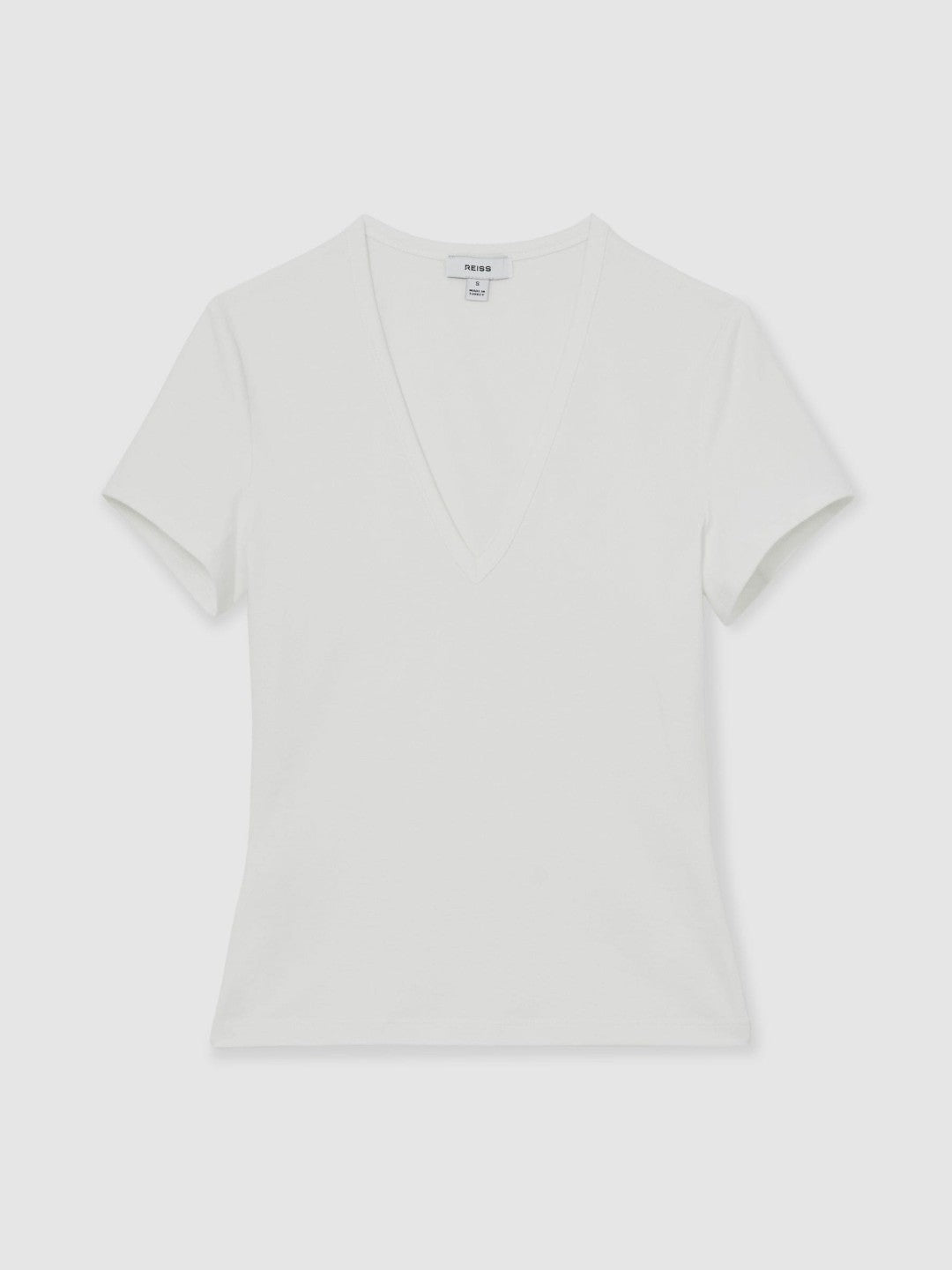 Stretch Cotton V-Neck T-Shirt in White
