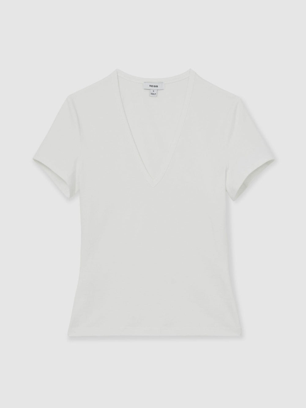 Stretch Cotton V-Neck T-Shirt in White