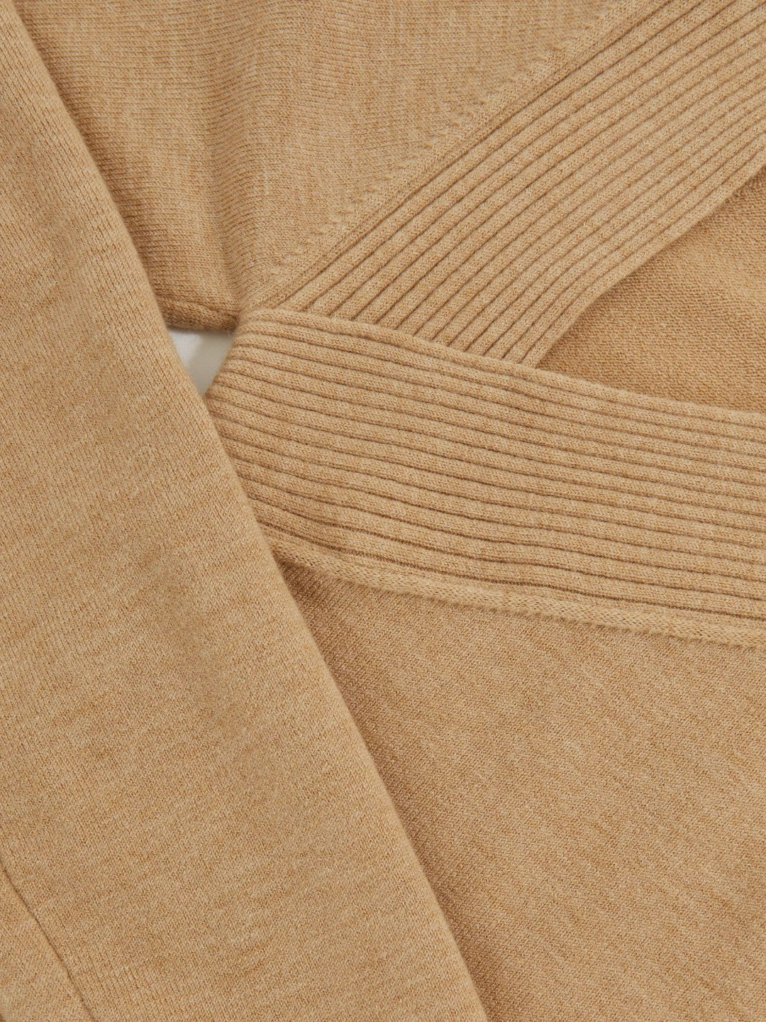 Wool-Blend Asymmetric Knit Top in Camel