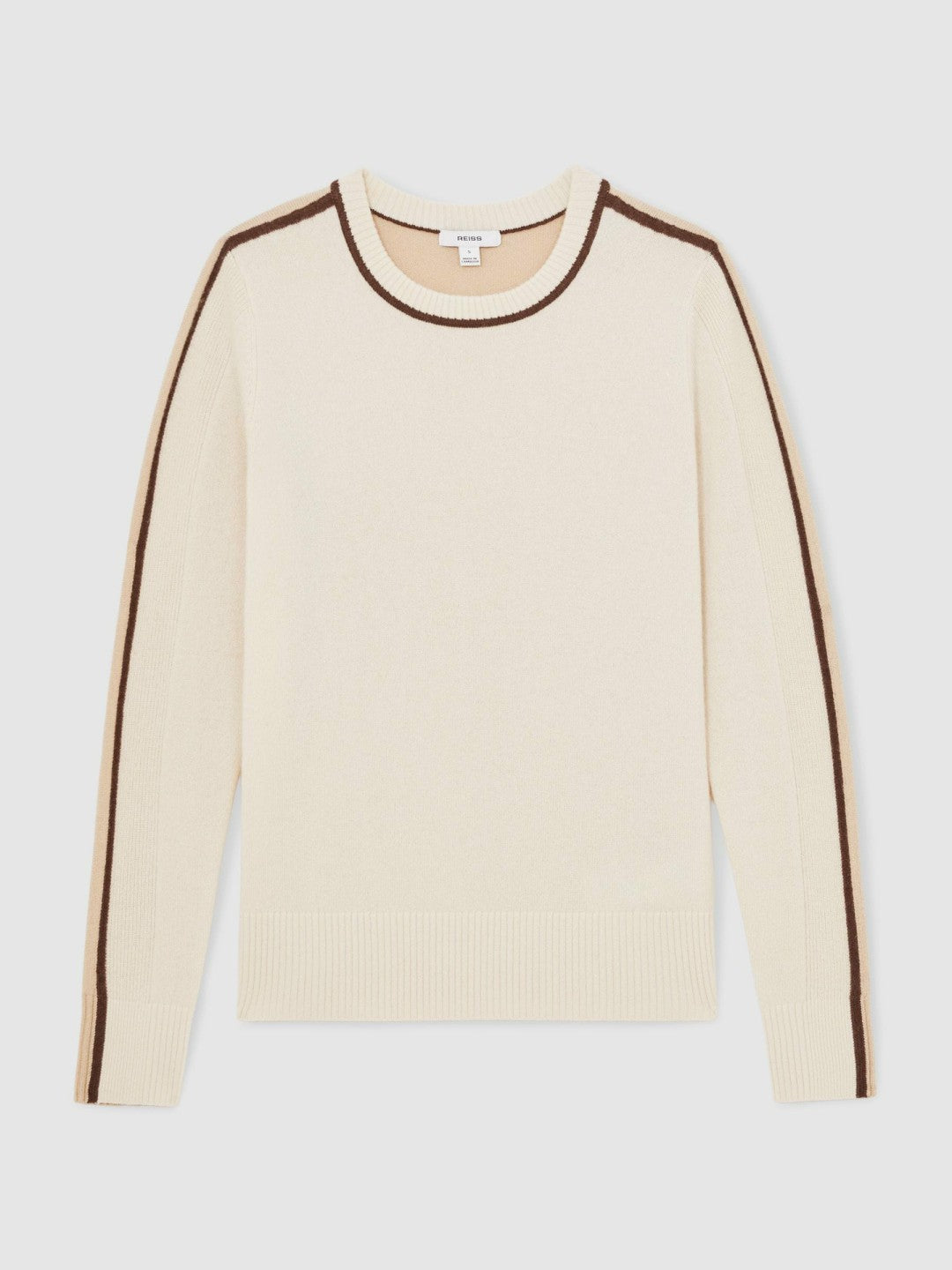 Wool-Blend Colour-Block Jumper With Cashmere in Cream/Neutral