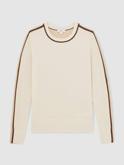 Wool-Blend Colour-Block Jumper With Cashmere in Cream/Neutral